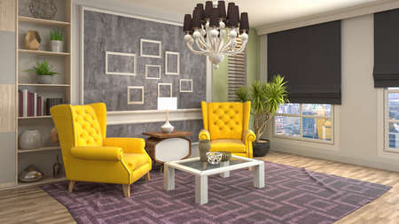 Interior of the living room. 3D illustration.の写真素材