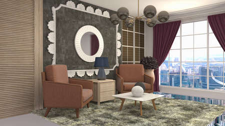 Interior of the living room. 3D illustration.の写真素材