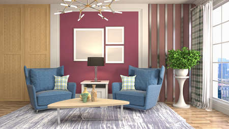 Interior of the living room. 3D illustration.の写真素材