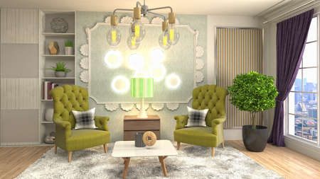 Interior of the living room. 3D illustration.の写真素材