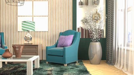 Interior of the living room. 3D illustration.の写真素材