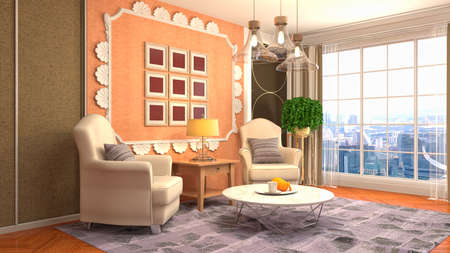 Interior of the living room. 3D illustration.の写真素材