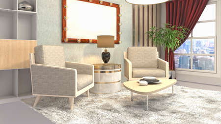 Interior of the living room. 3D illustration.の写真素材