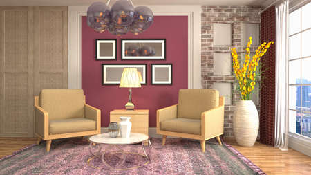 Interior of the living room. 3D illustration.の写真素材