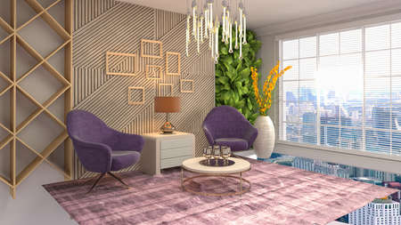 Interior of the living room. 3D illustration.の写真素材