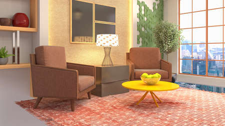 Interior of the living room. 3D illustration.の写真素材
