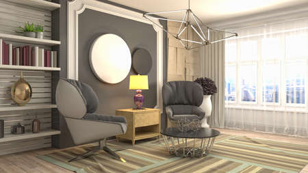 Interior of the living room. 3D illustration.の写真素材