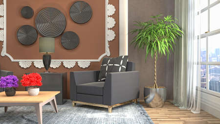 Interior of the living room. 3D illustration.の写真素材