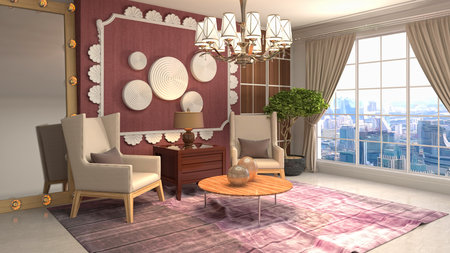 Interior of the living room. 3D illustration.の写真素材