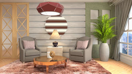 Interior of the living room. 3D illustration.の写真素材