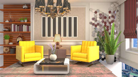 Interior of the living room. 3D illustration.の写真素材