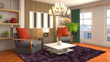 Interior of the living room. 3D illustration.の写真素材
