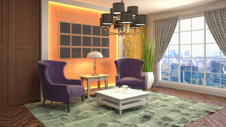 Interior of the living room. 3D illustration.の写真素材