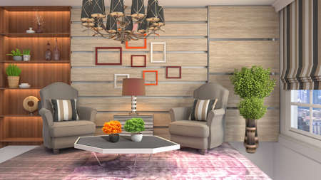 Interior of the living room. 3D illustration.の写真素材