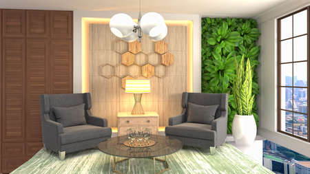 Interior of the living room. 3D illustration.の写真素材
