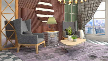 Interior of the living room. 3D illustration.の写真素材