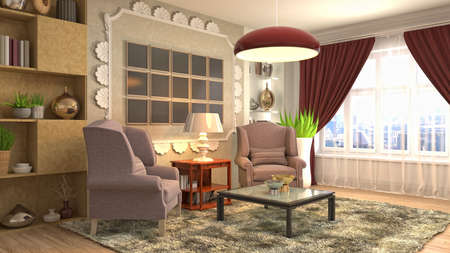 Interior of the living room. 3D illustration.の写真素材