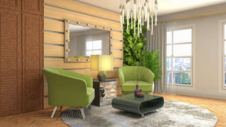 Interior of the living room. 3D illustration.の写真素材