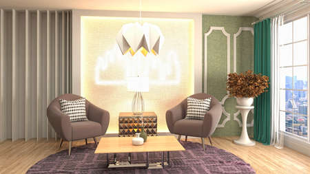 Interior of the living room. 3D illustration.の写真素材