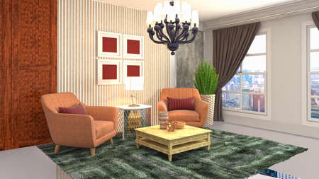 Interior of the living room. 3D illustration.の写真素材