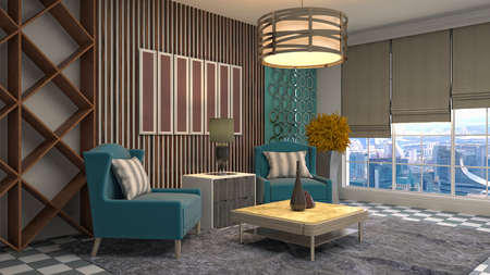 Interior of the living room. 3D illustration.の写真素材