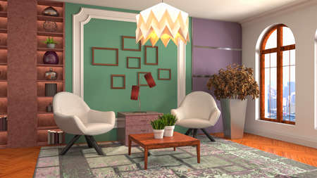 Interior of the living room. 3D illustration.の写真素材
