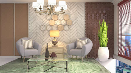 Interior of the living room. 3D illustration.の写真素材