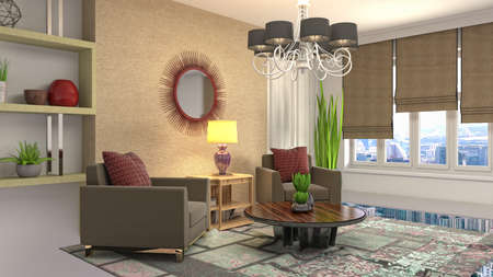 Interior of the living room. 3D illustration.の写真素材