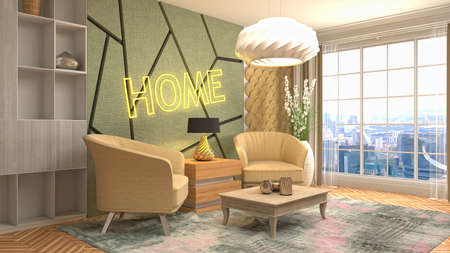 Interior of the living room. 3D illustration.の写真素材