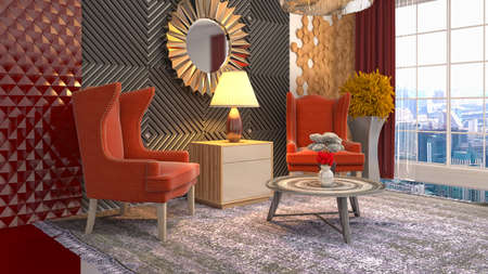 Interior of the living room. 3D illustration.の写真素材