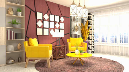 Interior of the living room. 3D illustration.の写真素材