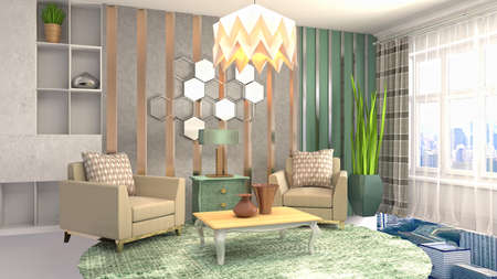 Interior of the living room. 3D illustration.の写真素材