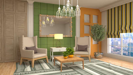 Interior of the living room. 3D illustration.の写真素材