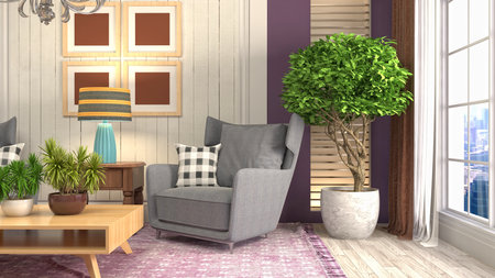 Interior of the living room. 3D illustration.の写真素材