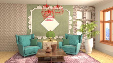 Interior of the living room. 3D illustration.の写真素材