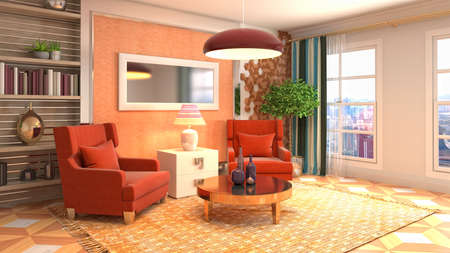Interior of the living room. 3D illustration.の写真素材