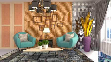Interior of the living room. 3D illustration.の写真素材