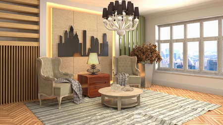 Interior of the living room. 3D illustration.の写真素材