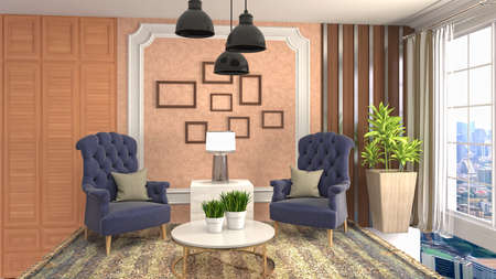 Interior of the living room. 3D illustration.の写真素材