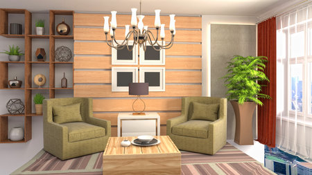 Interior of the living room. 3D illustration.の写真素材