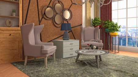 Interior of the living room. 3D illustration.の写真素材