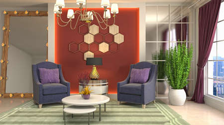 Interior of the living room. 3D illustration.の写真素材