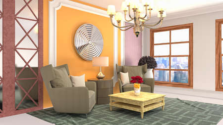 Interior of the living room. 3D illustration.の写真素材