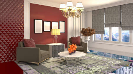 Interior of the living room. 3D illustration.の写真素材