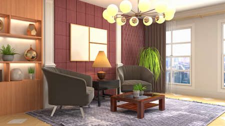 Interior of the living room. 3D illustration.の写真素材