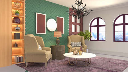 Interior of the living room. 3D illustration.の写真素材