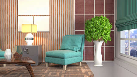 Interior of the living room. 3D illustration.の写真素材