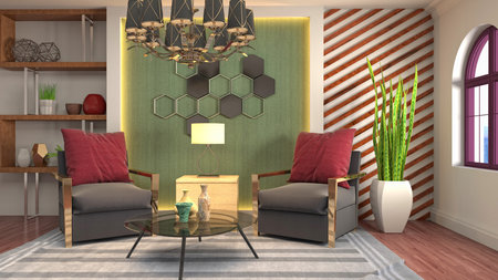 Interior of the living room. 3D illustration.の写真素材