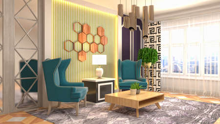 Interior of the living room. 3D illustration.の写真素材