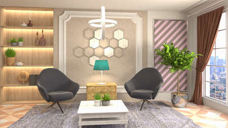 Interior of the living room. 3D illustration.の写真素材